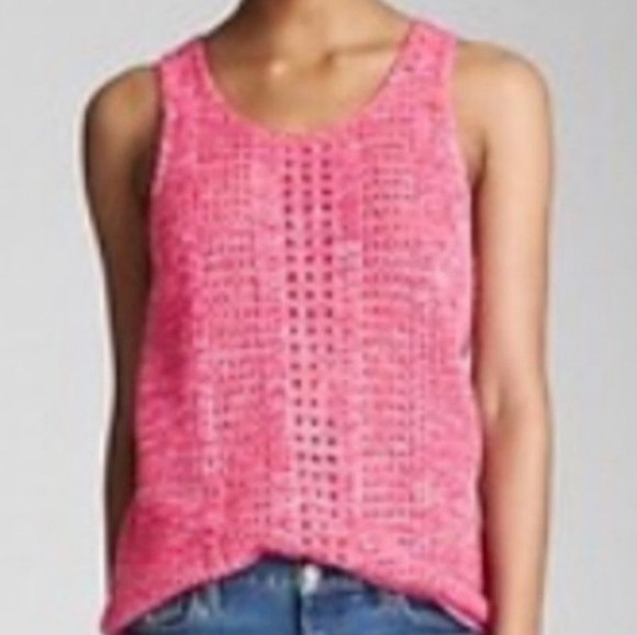 Gap | Pink Open Knit Crochet Sweater Tank Size Medium - Picture 6 of 6
